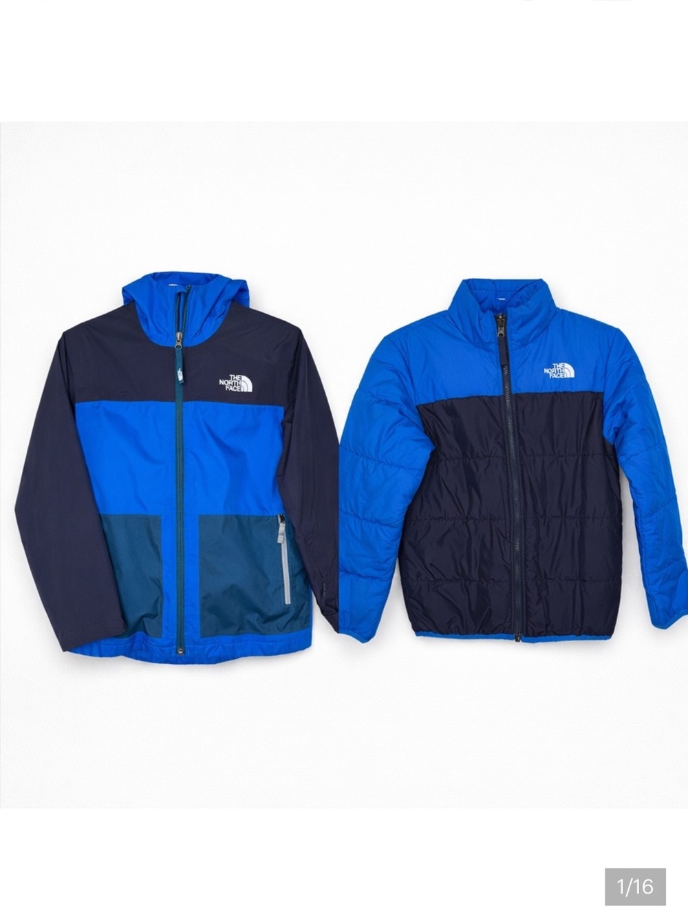 The North Face Boys Blue Triclimate 3-in-1 Rain Jacket Puffer DryVent Size 10/12